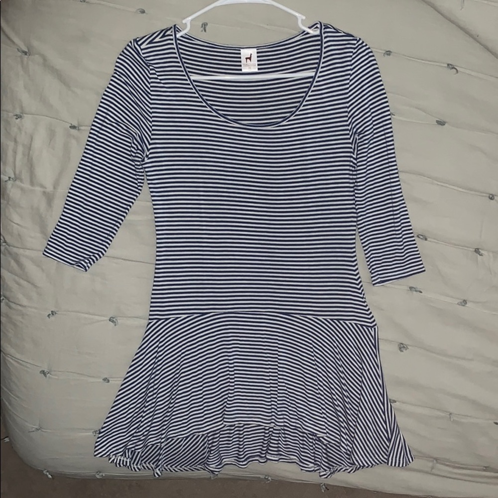 Peruvian Connection 3quarter sleeve stripped tunic